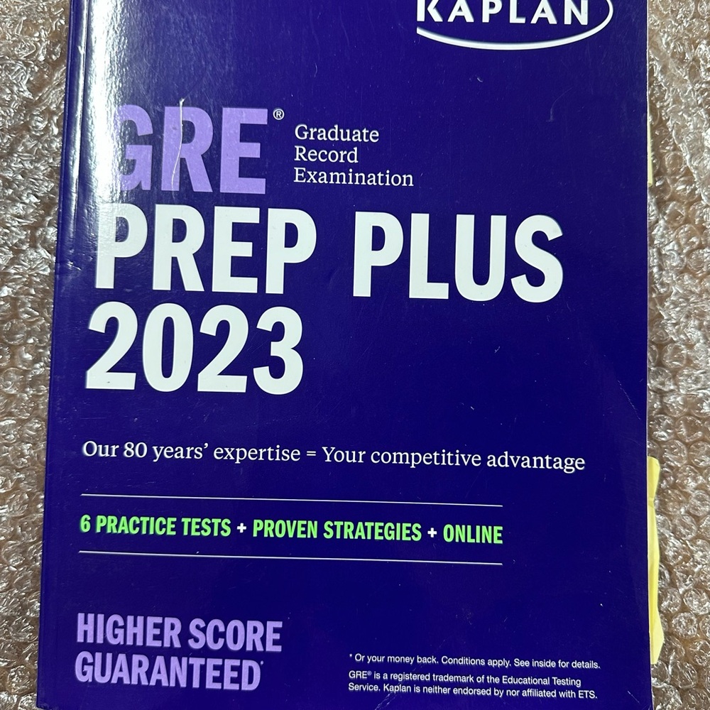 Kaplan GRE Prep Guide with Black and White Text